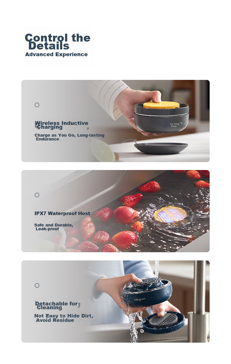 Donlim Fruit And Vegetable Washer, Home Use Food Purifier, Antibacterial Bubbles, Wireless Dual-Chamber, Meat And Vegetable Separation Purification Upgraded Model DL-1271 16