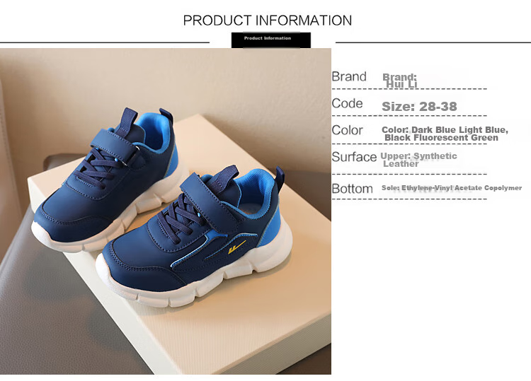 Warrior Children's Sports Shoes, Boys And Girls Running Shoes, Lightweight Casual Shoes, WZ-A888MJ, Navy Blue And Light Blue, Size 28 2