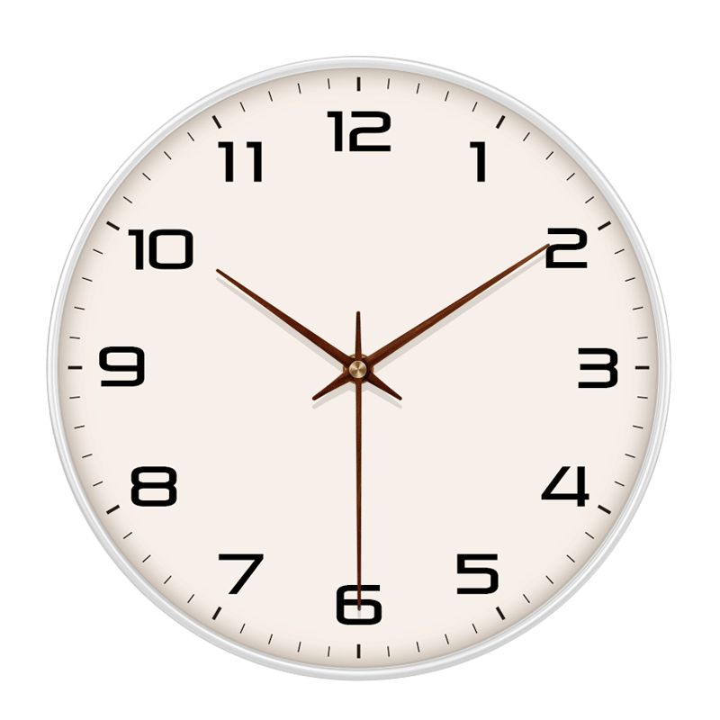 JD Original Muyu Series Wall Clock, Living Room Electronic Clock, 30cm, Cocoa White
