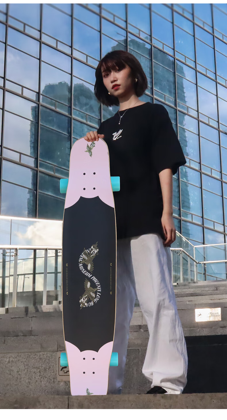 Flavor Boiling Point Dunhuang Collaboration Skateboard, Longboard, Professional Board for Beginners, Dancing Street Board, Dance Board, Pink Patter 12