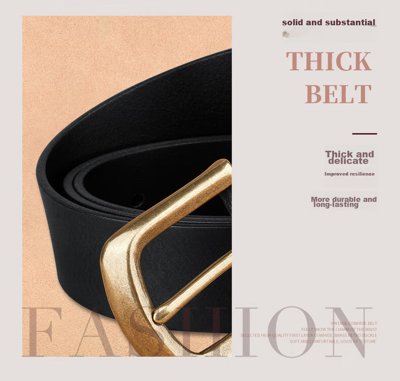JEEP SPIRIT Men's Genuine Leather Belt with Pin Buckle, Business Style Vintage Belt, Birthday Gift Box for Boyfriend Or Husband 7