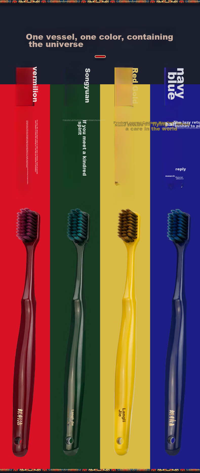Langlijie Charcoal-Infused Adult Wide-Head Soft Bristle Toothbrush with Independent Brush Cap, Chinese-Style Carbon Fiber Bristles, 4-Pack 2