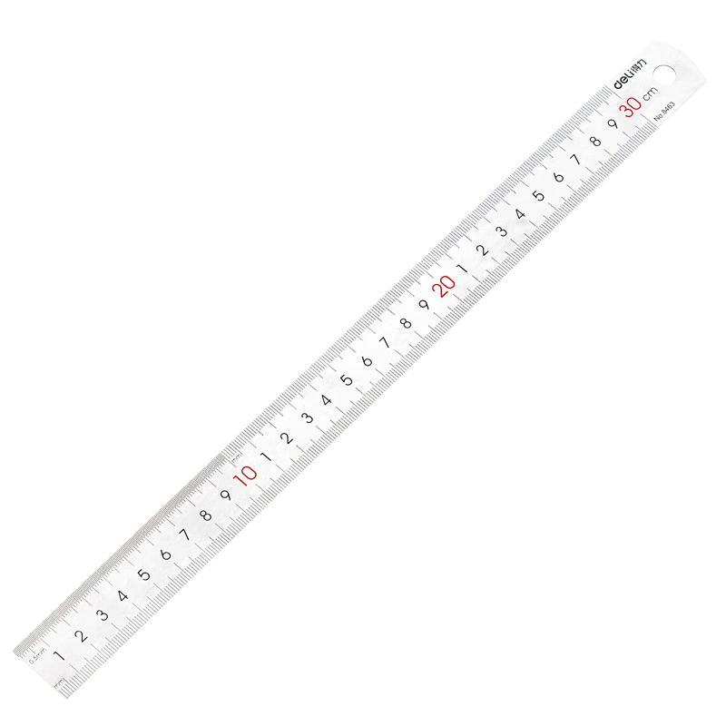 Deli 30cm Stainless Steel Ruler with Measurement and Drawing Scale, Formula Conversion Table, Office Supplies 8463