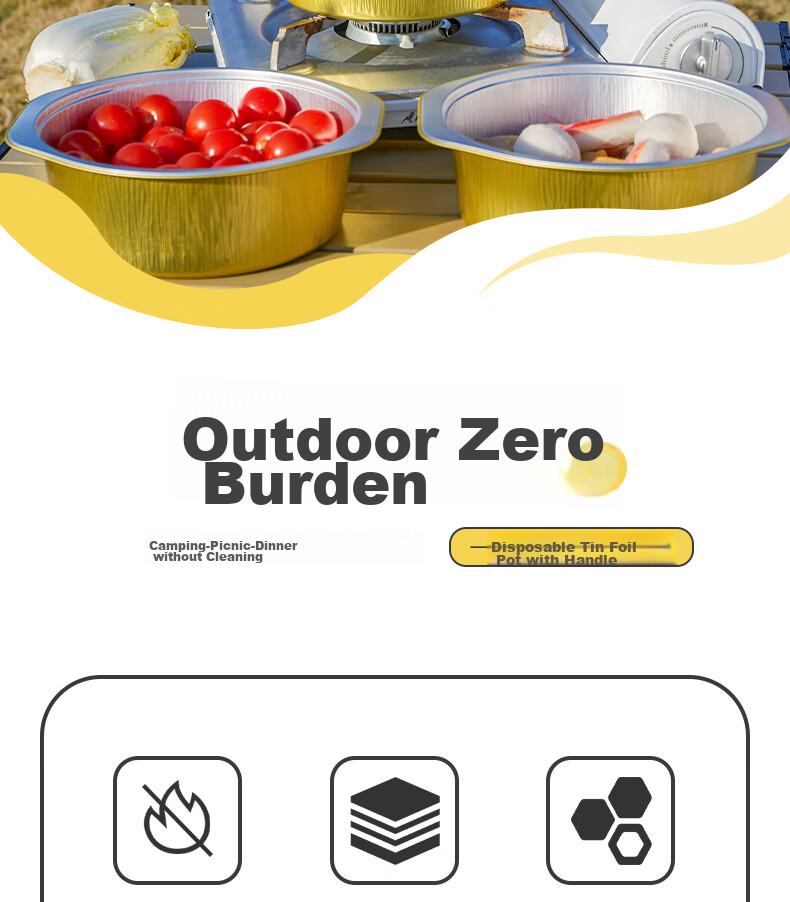 BJ Aluminum Foil Pot, Disposable Hot Pot Set, Takeout Packaging Box, Round Outdoor Barbecue, Heatable, 1430ml, 5 Pieces 2