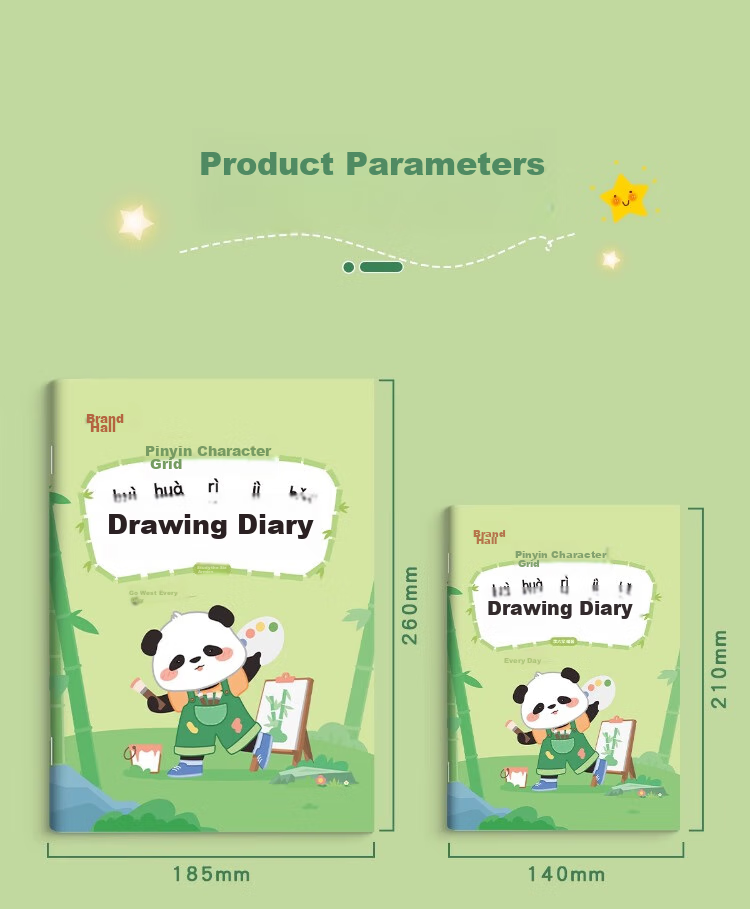 Liupintang Drawing Diary Notebook for Primary School Students in Grades 1-4, English Composition Notebook, Weekly Journal, Kindergarten Children's Sketchbook, A5 Size 11