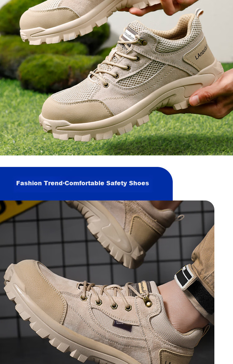 Lanoudun Men's Safety Shoes, Non-Slip Breathable Steel Toe Anti-Puncture Ultra-Light Work Chef Shoes D226 Size 45 16