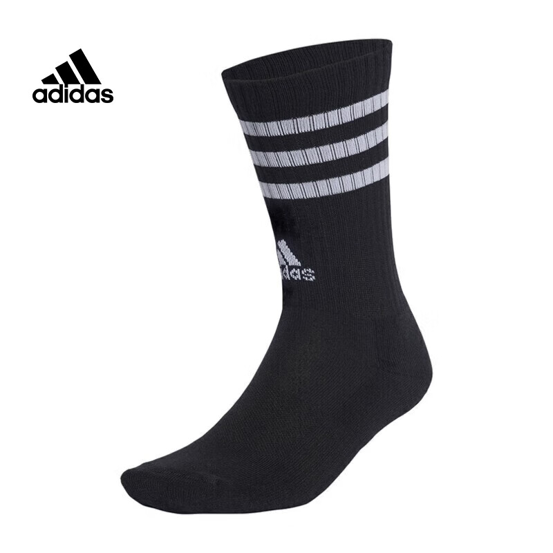 Adidas Sports Long Socks, Autumn And Winter Warm Socks, Versatile Casual Badminton Socks for Men And Women, IC1322, Black, M