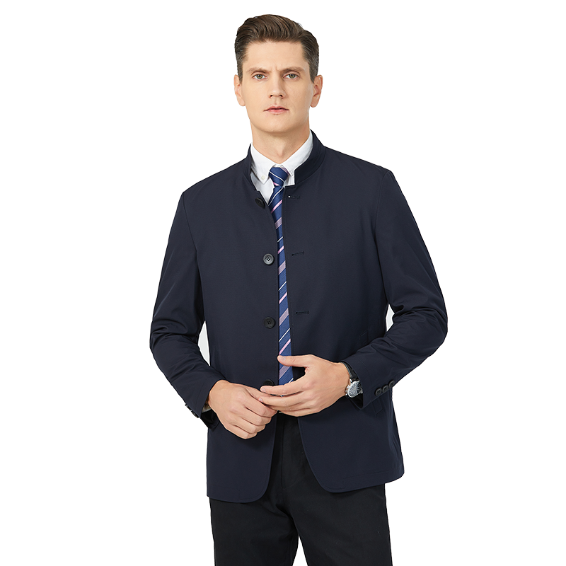 FIRS Jacket for Men, Spring And Autumn Middle-Aged Business Casual Lapel Coat, Blue Lapel, Size 185