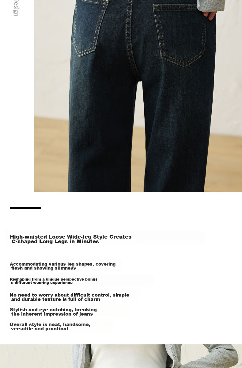 LangSha [New Retro Moisture-Wicking] Women's Jeans, Spring And Autumn Style, Slim-Fit High-Waist, Slimming Loose-Fit Wide-Leg Pants with Draping Effect 8
