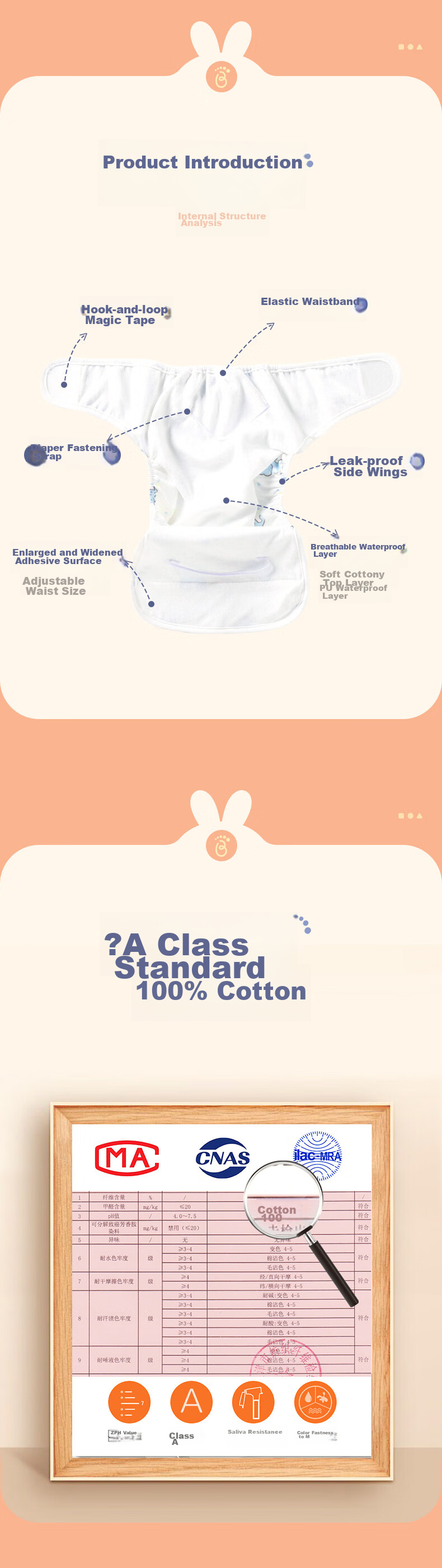 Babyprints [Without Acetamide] Diaper Cover, Breathable And Waterproof Baby Diaper Pants, Washable Button Closure, Blue, 3 Large Sizes 2