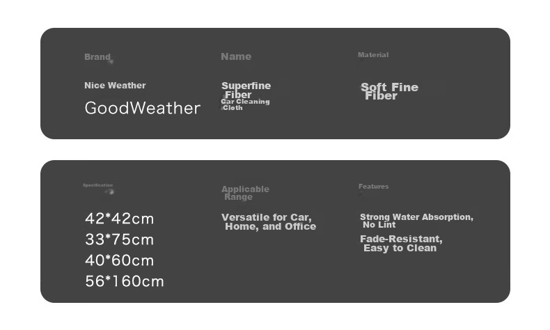 Good Weather Cleaning Cloth, Car Wash Towel, Glass Wiping Cloth, Housekeeping Cleaning Cloth, Short-Staple Fiber, 2 Pieces, 40*60 Cm 4