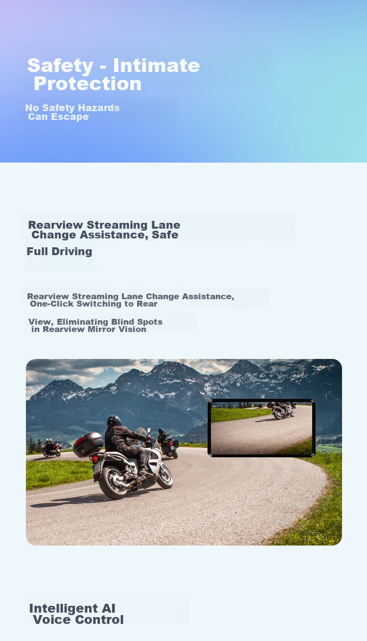 Tupozhe M8 Motorcycle Dash Cam, 5G Smart Car System, Blind Spot Radar, Tire Pressure Monitoring, Free View Angle Screen Casting, Carplay Navigation Device, M8 (All-In Package) 20