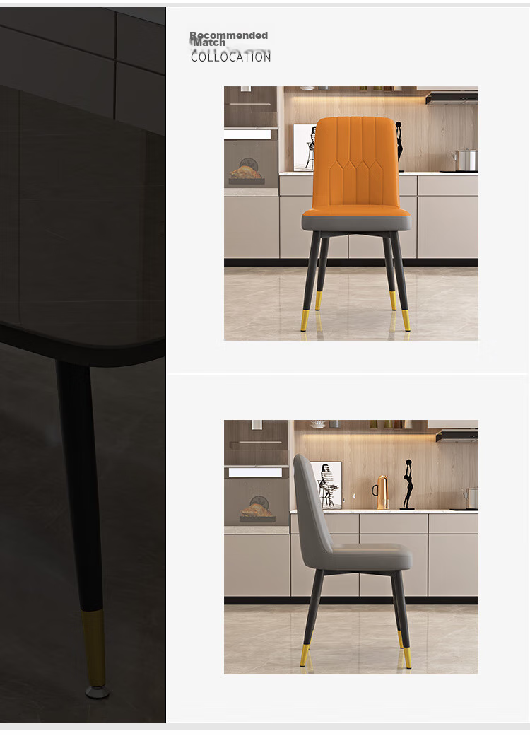 Fanshe Dining Table Set for Home Use, 4-6 Person Table with Chairs, Rock Slab Pattern Glass Small Apartment Dining Table And Chair Set 17