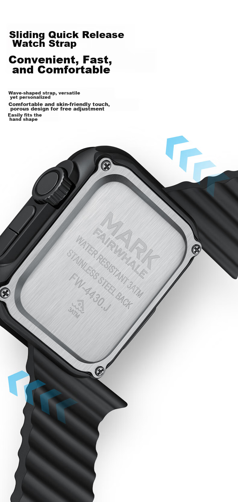 MARK FAIRWHALE Sports Watch for Men And Women Students, LED Square Electronic Watch with Alarm, Waterproof Wristwatch, Birthday Gift 4430 7