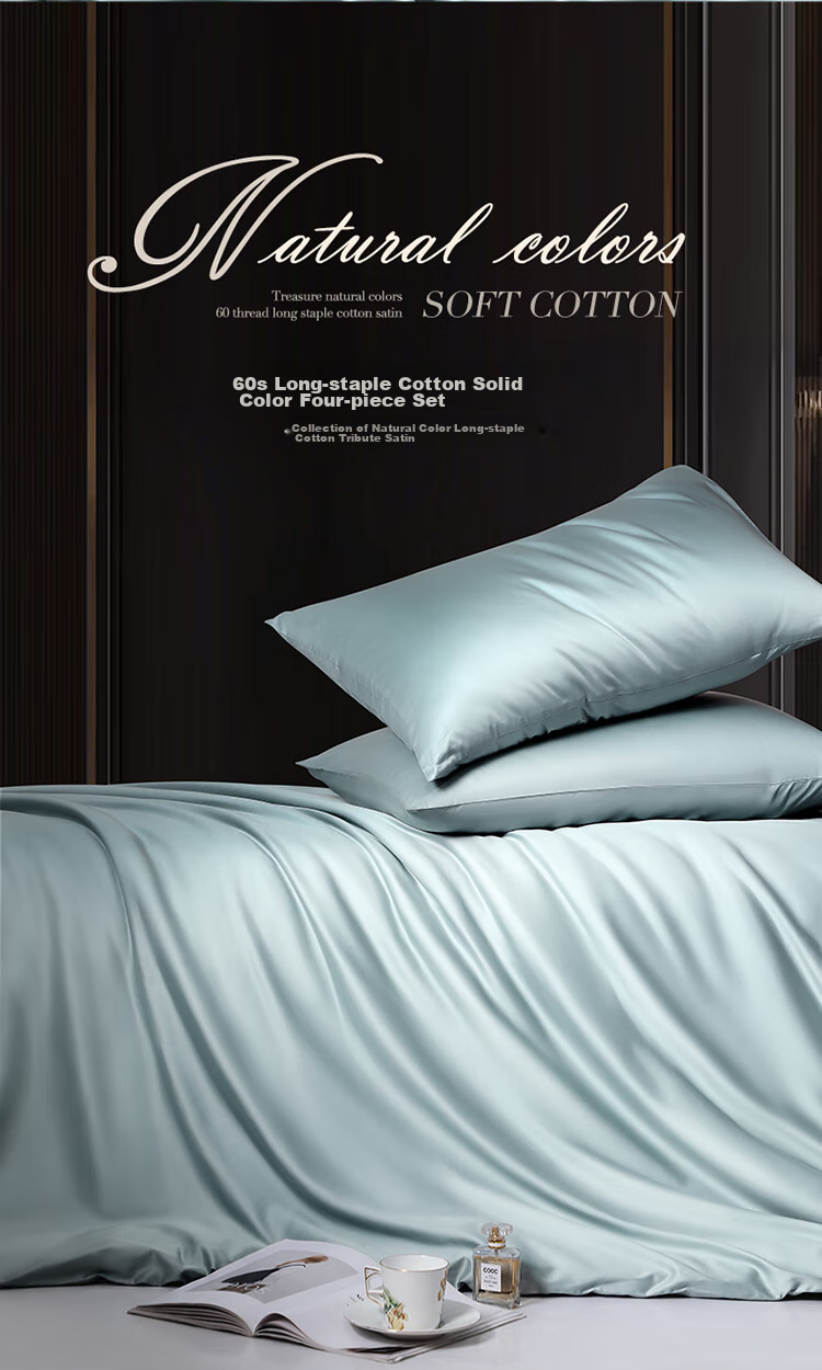 Bravo Fuanna Luxury 60S Tencel Fitted Sheet Four-Piece Set Cotton Bed Sheet Duvet Cover Double 230*229cm 2