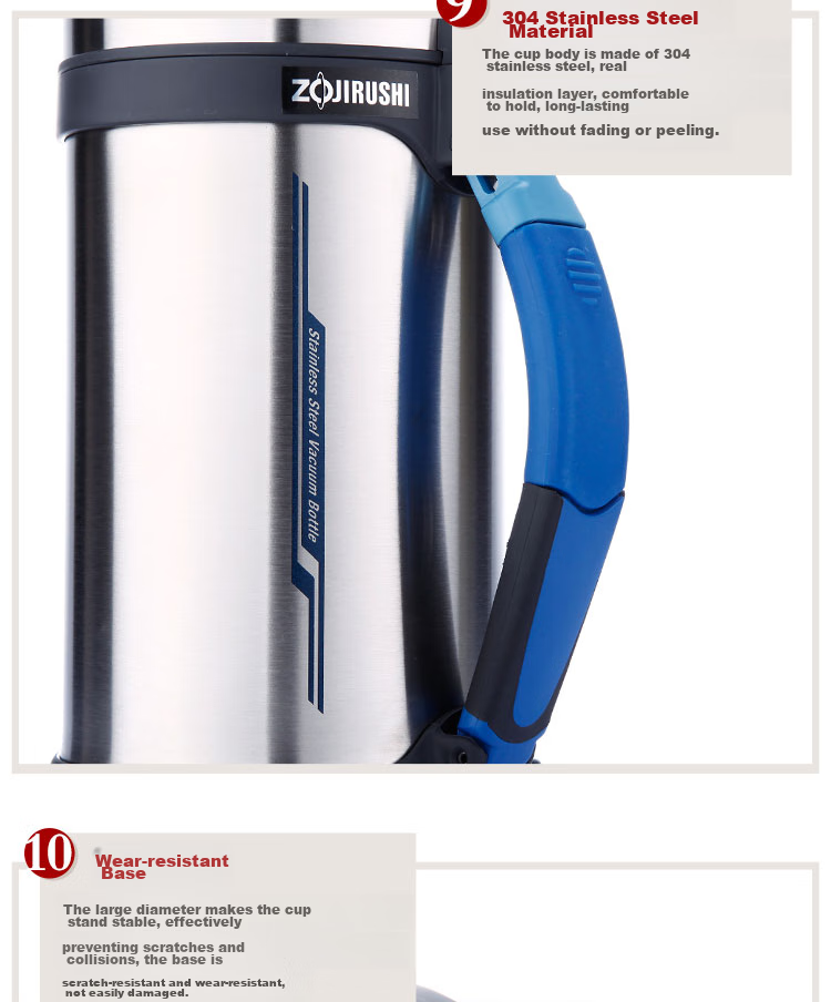 ZO JIRUSHI Insulated Thermos, 304 Stainless Steel Vacuum Travel Bottle, Large Capacity Wide-Mouth Flask, Car Hot Water Bottle SF-CC15 13