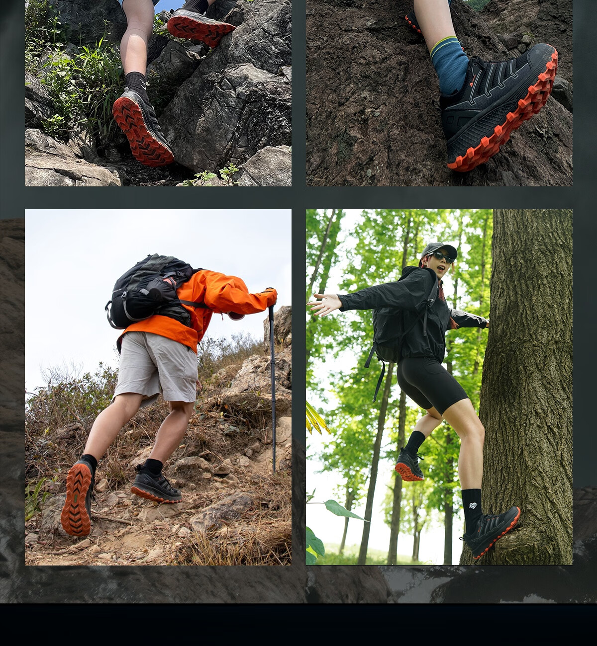 Outdoor Agent Waterproof Non-Slip Shock Absorption High Grip Hiking Mountaineering Shoes Men T52PRO Black Orange Size 35 9