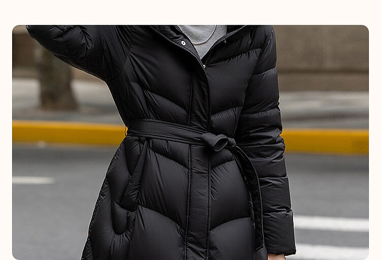 Dme [Hide in Sunroom] Winter 400T Spring 90% Down Filling Wavy Pattern Hooded down Jacket for Wome 5