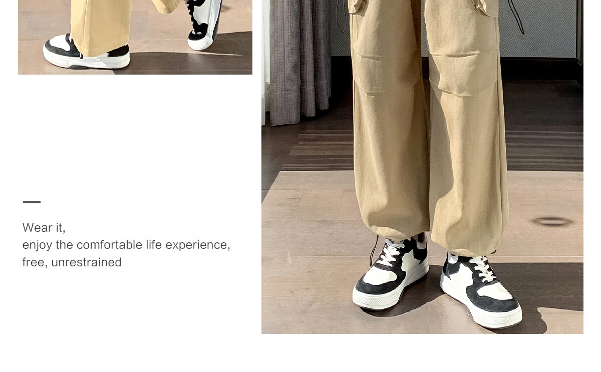 Halo Queen Women's Casual Pants, American-Style Breathable Loose Cargo Pants, High-Waisted Draping Parachute Pants H13KK2711 10