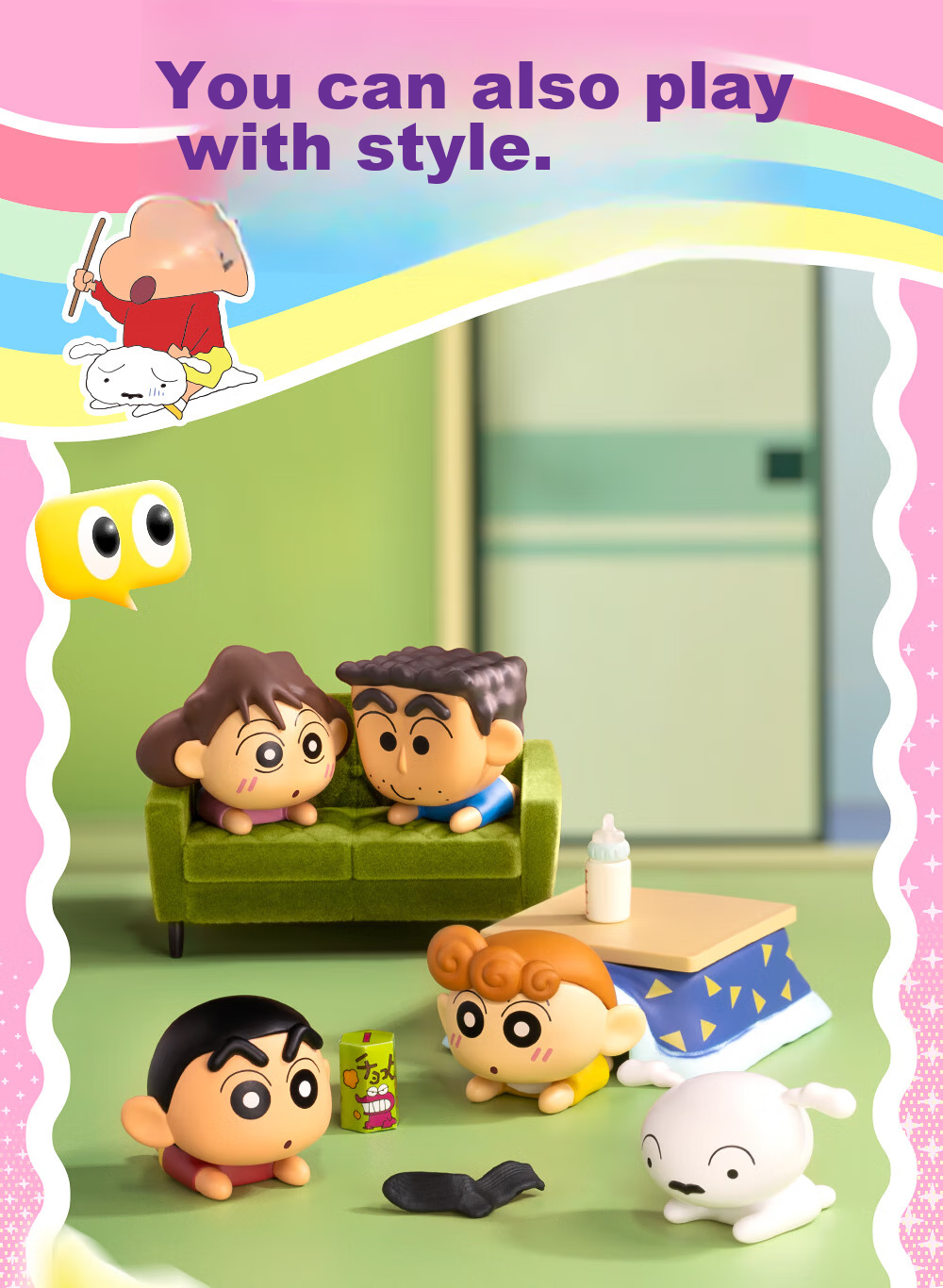 52TOYS Crayon Shin-Chan Spring Day Home Blind Box Figurine, Anime Trendy Toy Decoration, Whole Box of 8 Pieces, Mid-Autumn Festival Gift 3