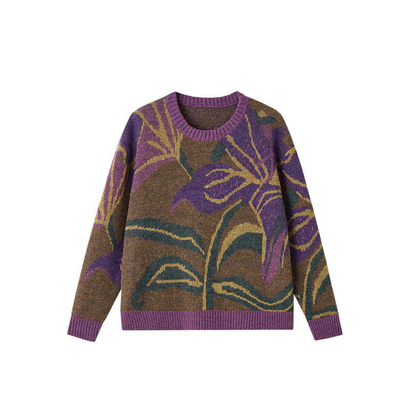 Dme [Containing Breathable Merino Wool] Spring And Autumn French Vintage Jacquard Sweater, Loose-Fitting Body-Hugging Knit Top for Wome
