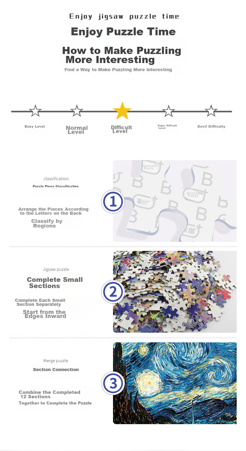 AIPUZZLE Adult Puzzle, 2000 Pieces Starry Night Sky, Adult Toy, Home Decoration, Stress Relief Puzzle Toy, Birthday Gift 9