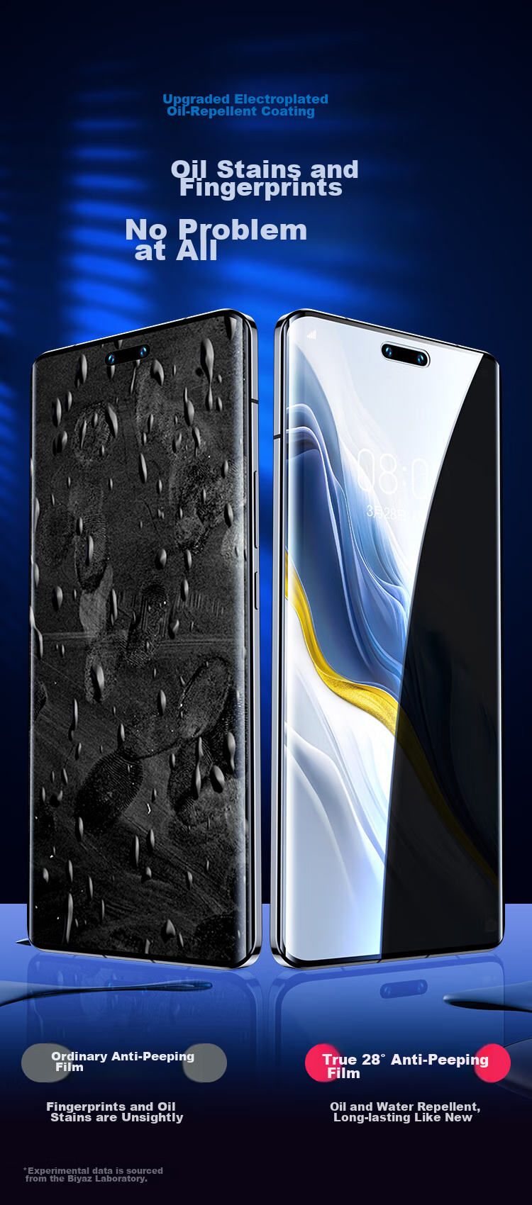 BIAZE [Privacy Screen Protector 2 Pieces] for Honor Magic6Pro Hydrogel Soft Film, Magic6 Ultimate Edition Phone Screen Protector, Anti-Peeping HD Non-Tempered Full Screen Protection JM947 10