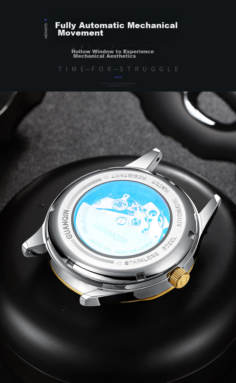 GUANQIN Men's Mechanical Watch, 2026 New Model Fully Automatic Business Style Waterproof Luminous Watch, Gift for Dad on Father's Day 11