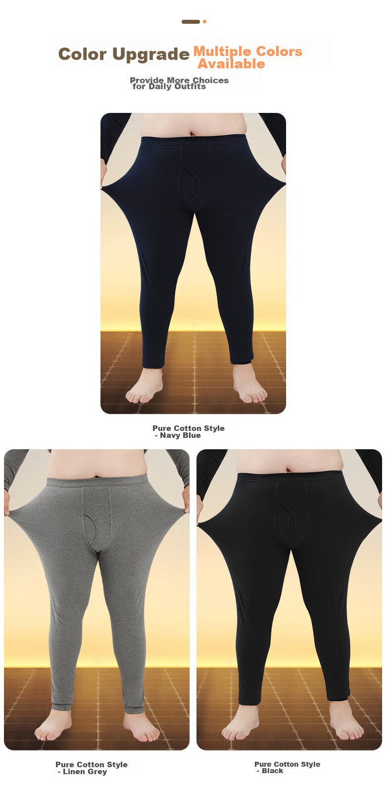 Hengyuanxiang [Large Size Men's Autumn Pants] 100% Pure Cotton Thin Plus-Size Antibacterial Thermal Underwear Base Layer Cotton Pants Spring And Autum 11