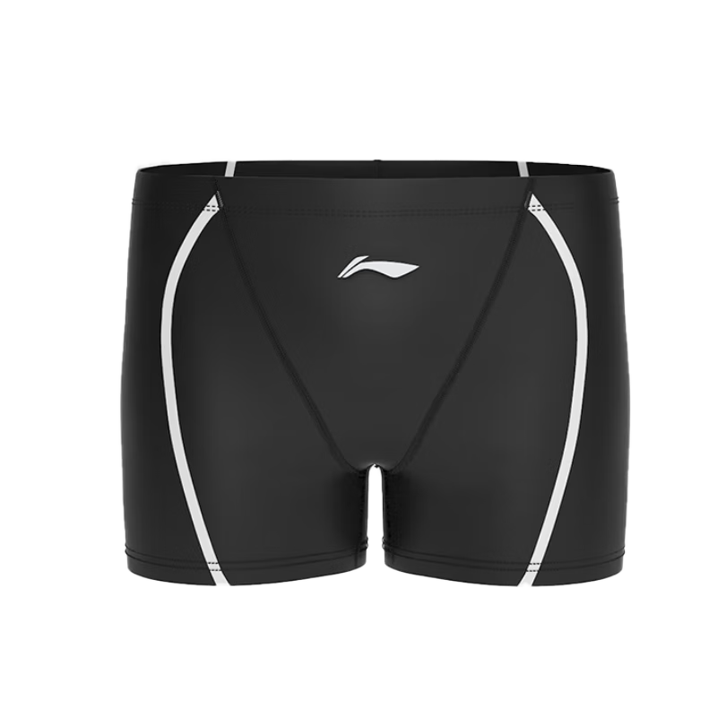 LI-NING Men's Stretch Boxer Swim Trunks Quick-Dry Non-Cling Swimming Shorts 781 Black XXL