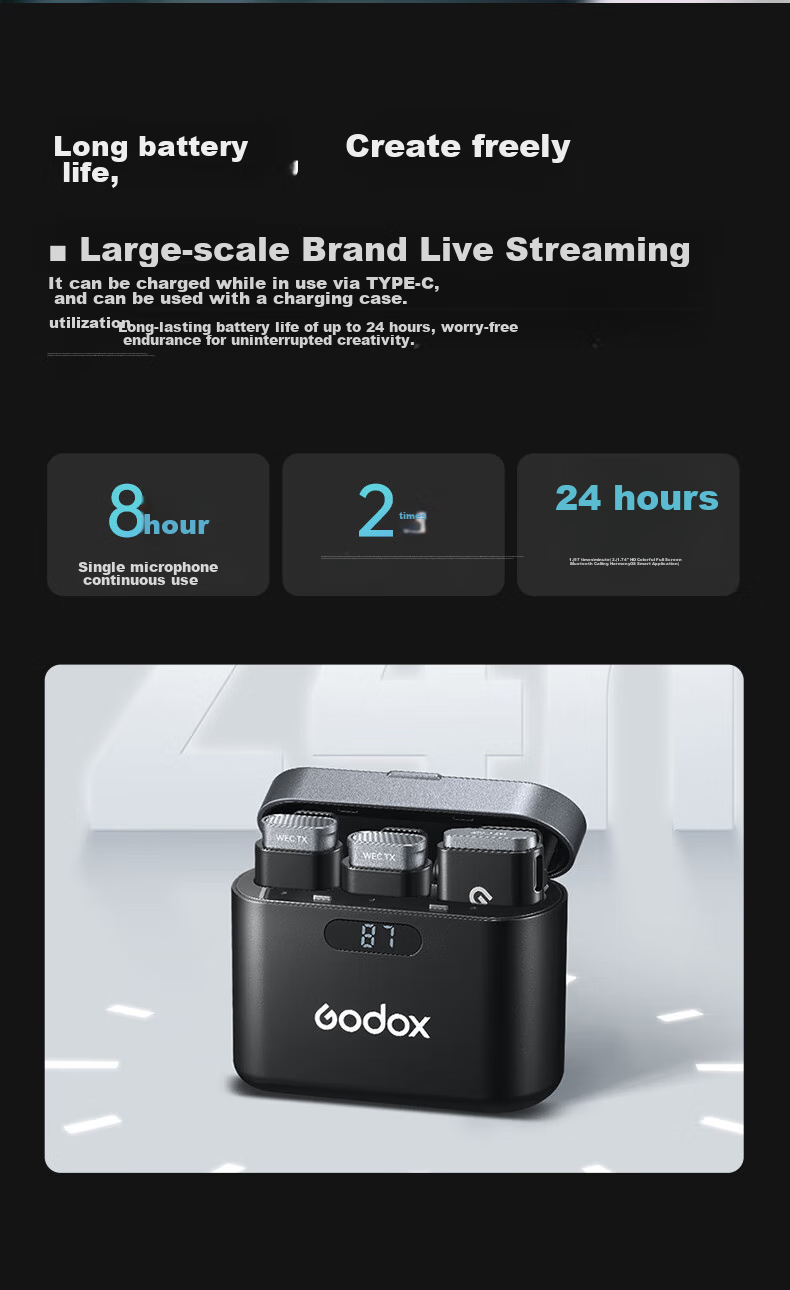 Godox WES1 Wireless Lavalier Microphone with Lightning Connector, Small Bee Audio Recorder, Outdoor Noise Reduction, Interview Recording, TikTok Live Streaming Equipment Microphone 13