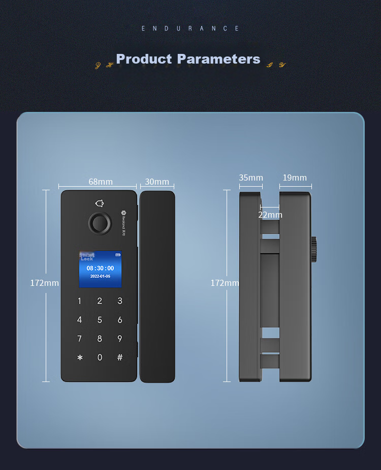 Realand Glass Door Fingerprint Lock, Access Control Smart Electronic Password Lock, Office Glass Door Lock, No Drilling Required, No Wiring Needed, Bluetooth Mini Program Attendance Lock, ZD-108 12