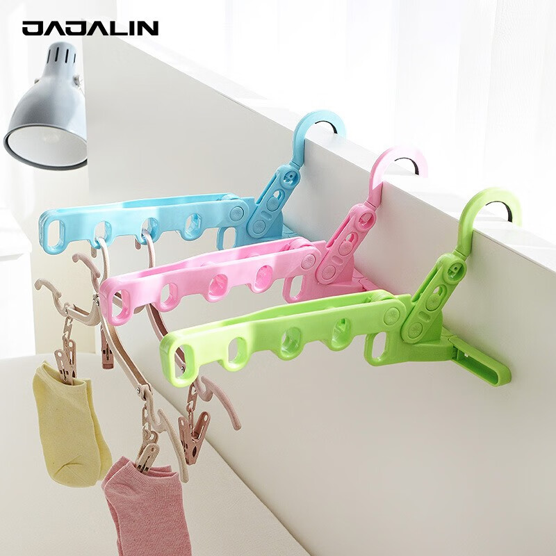 JAJALIN Foldable Travel Hanger, Mini Wall-Mounted Clothes Rack, Suitable for Window Guards, Behind Doors, And Windowsills, Random Color