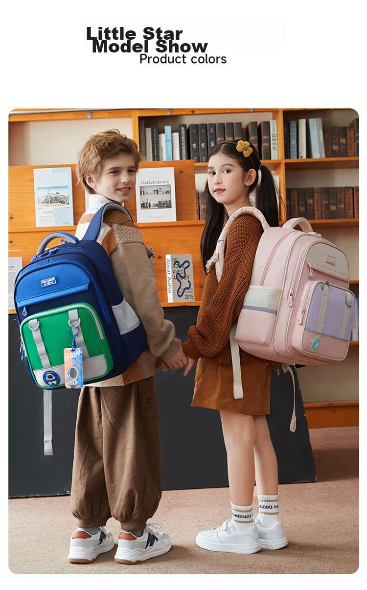 YANGGUANGBADIAN Primary School Children's Backpack Spinal Protection Pressure Relief 4-6 Grade Girls Boys Large Light Purple Shoulder Bag 14