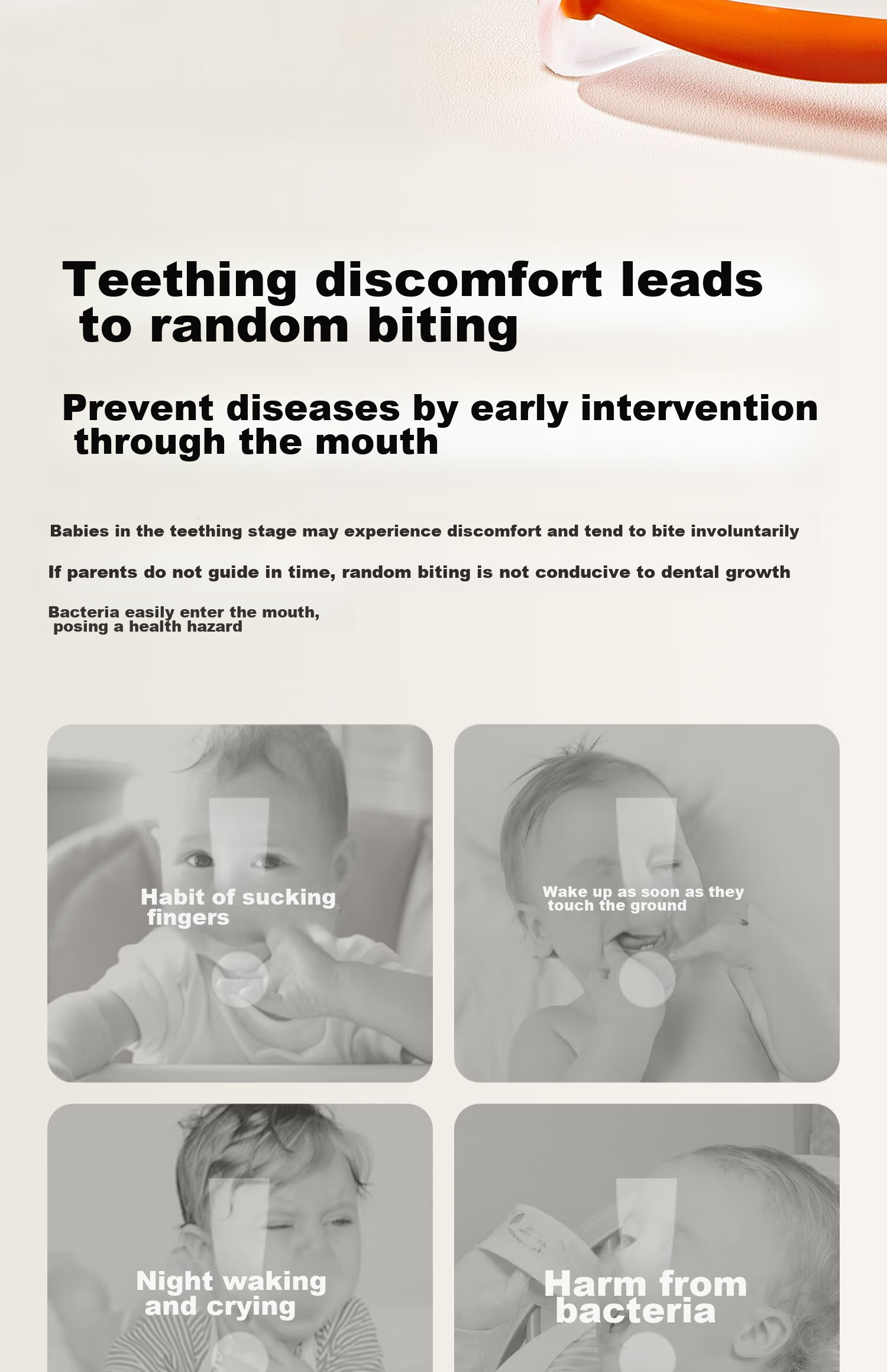 Scoornest Infant Teether Mushroom Toy for 0-6 Months, Soothing Anti-Thumb Sucking Teething Stick 2
