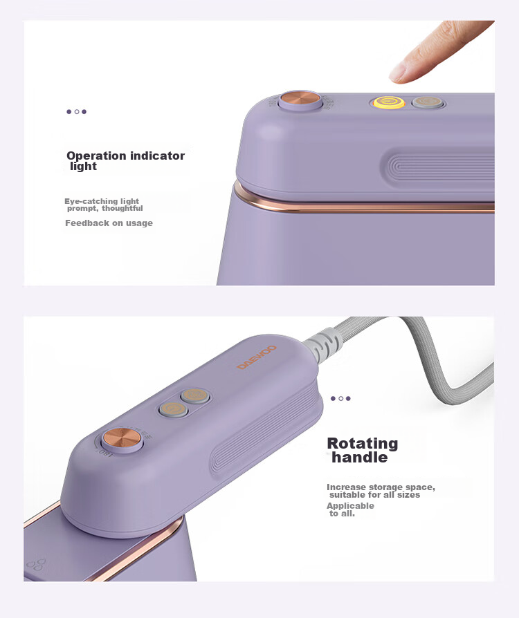 DAEWOO [Travel Portable] Handheld Garment Steamer, Home Use Steam Iron, Travel Compact Sterilizing And Mite-Removing Dry And Wet Dual-Use Ironing Board HI-029 27