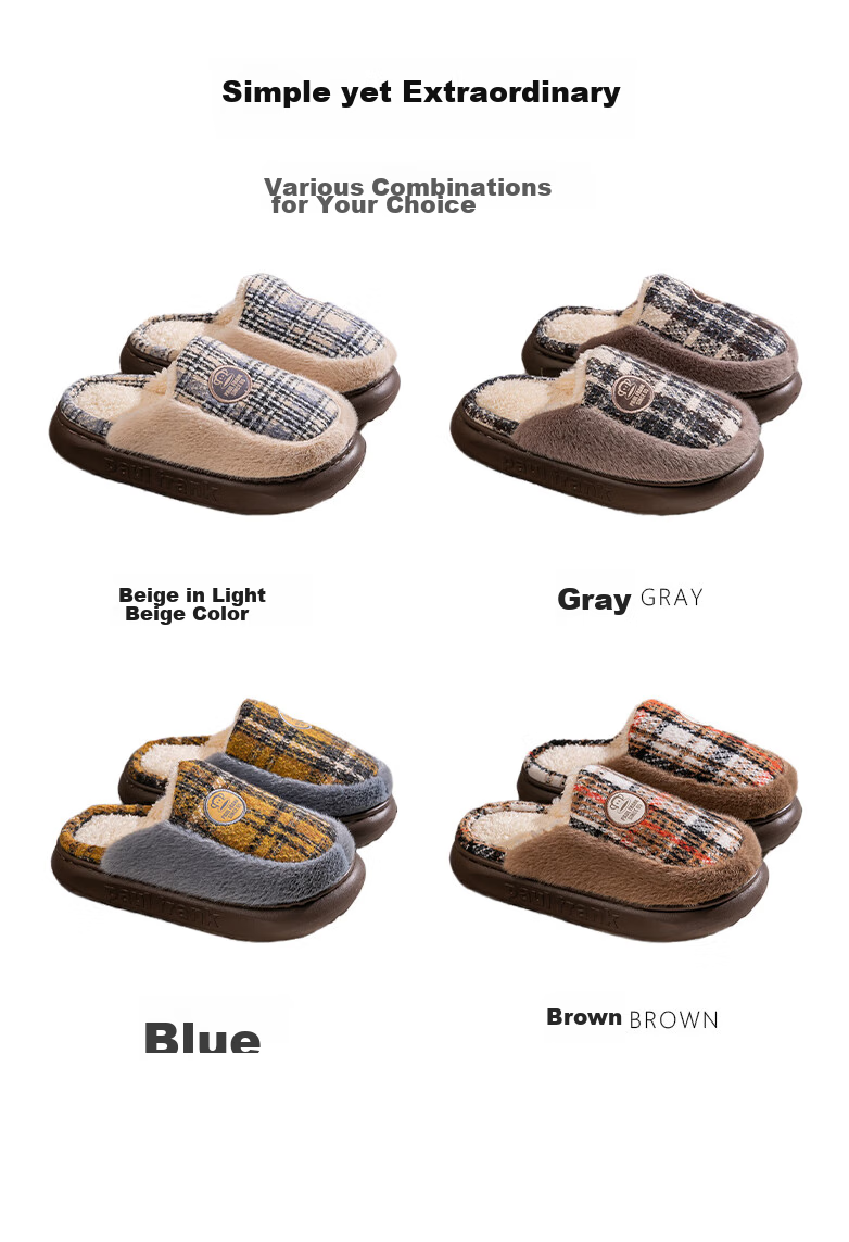Paul Frank Cotton Slippers for Men And Women, Autumn And Winter Couple Warm Thick-Soled Cotton Shoes, Home Slippers, 131 Gray Men's Size 270 18