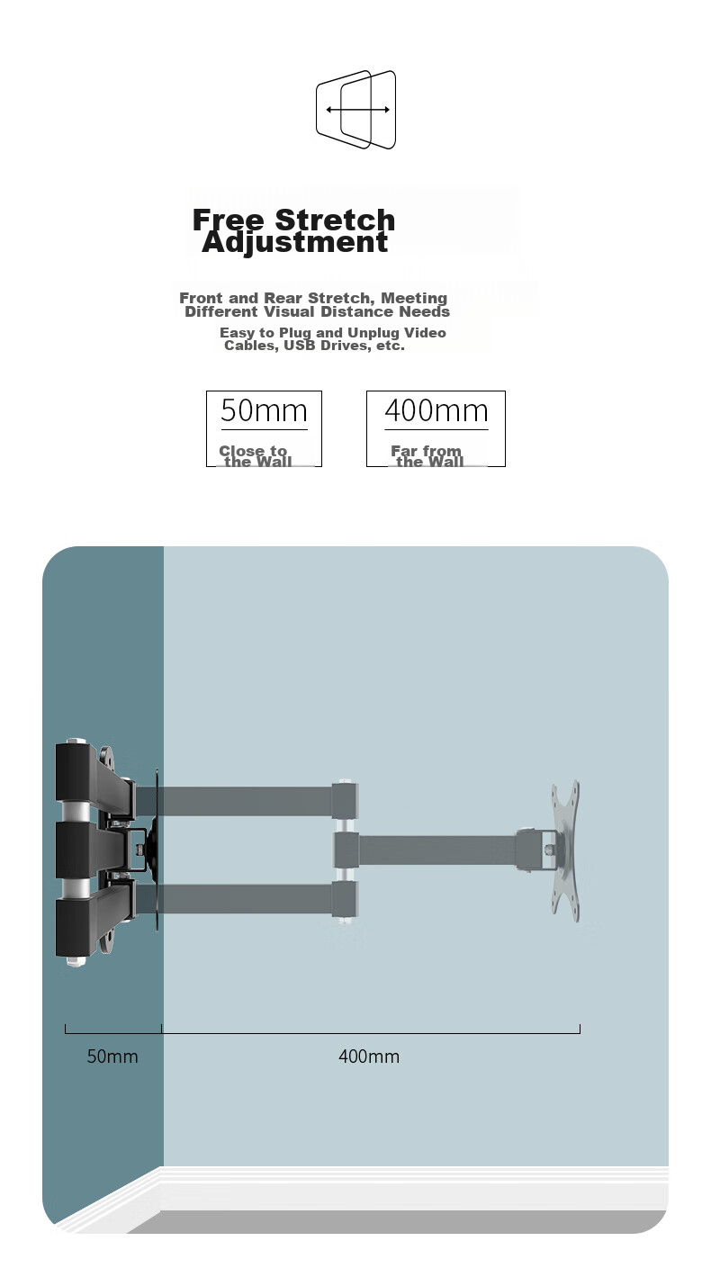 LUCKPRO Monitor Wall Mount Bracket, Computer Monitor Stand Wall Mount, Computer Stand, Monitor Riser, Desktop Wall Mount Bracket 119-01 4