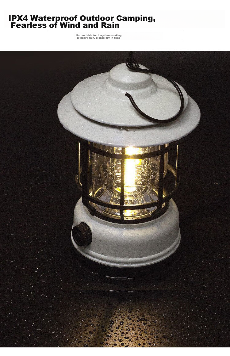 Lewang Retro Camping Light, Outdoor Tent Lamp, Home Emergency Lantern, Multi-Functional Handheld Vintage Lantern, Cream White 10