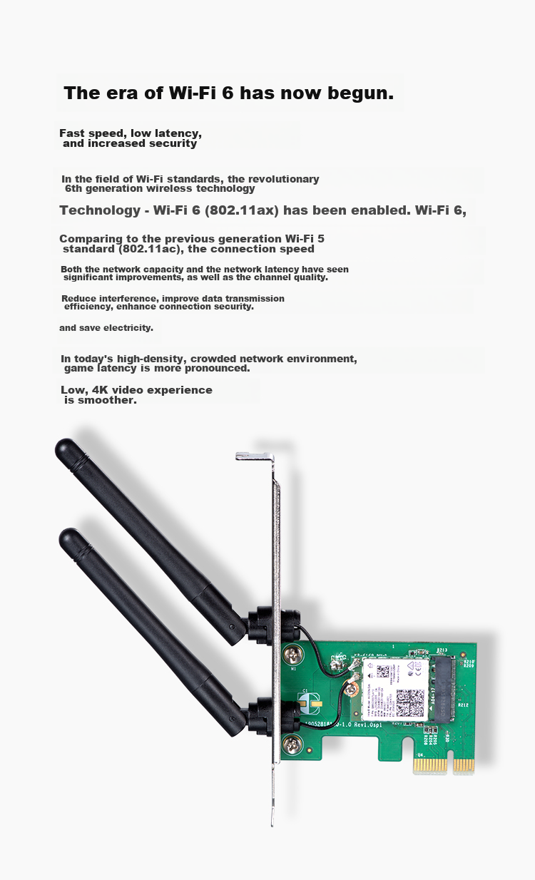 TP-LINK WiFi 6 Wireless Network Card, AX3000 Gigabit Dual-Band 5G Wireless Network WiFi Receiver, Desktop Computer Built-In PCI-E Wireless Network Card, TL-XDN8180 2