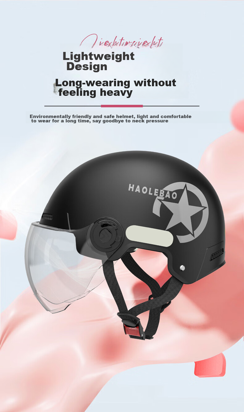 Haolebao New National Standard Class A 3C Certified Electric Bicycle Riding Helmet, Adult Universal Sun Protection And Rain Protection Harley Lightweight Half Helmet, Bright White 9