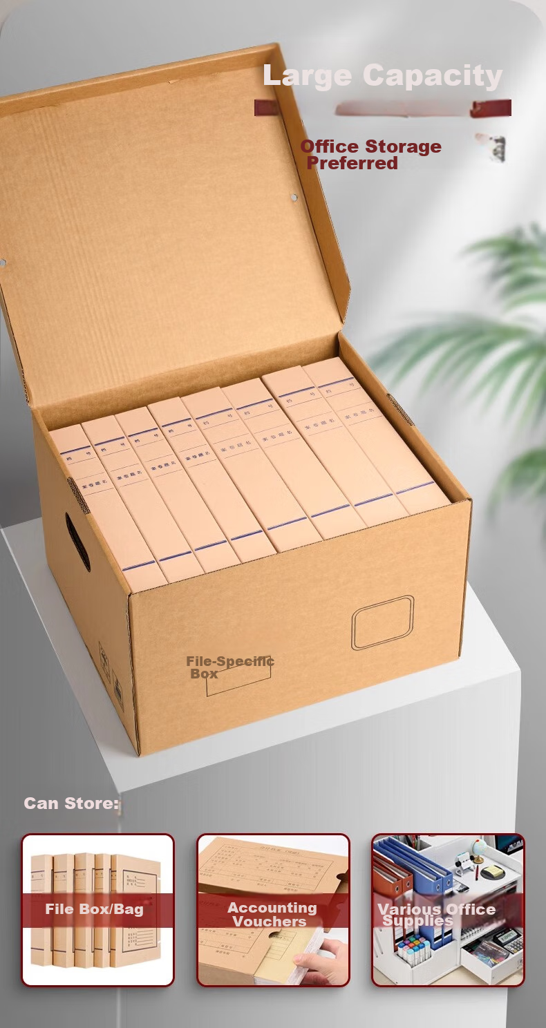 Yuzijian Large 5-Drawer File Storage Box, Three-Layer Thickened 250g Imported Kraft Paper Box, Office Document Financial Accounting Material Storage Turnover Box 6