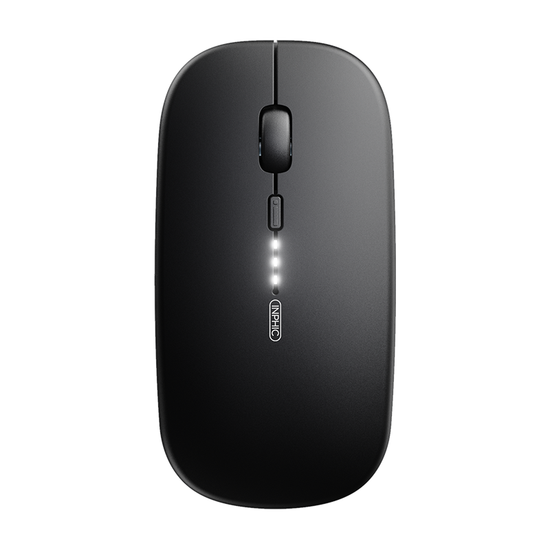 INPHIC M1 PRO Wireless Bluetooth Tri-Mode Rechargeable Silent Mouse with Battery Indicator, Compatible with Laptops, Bluetooth 5.0, Matte Black