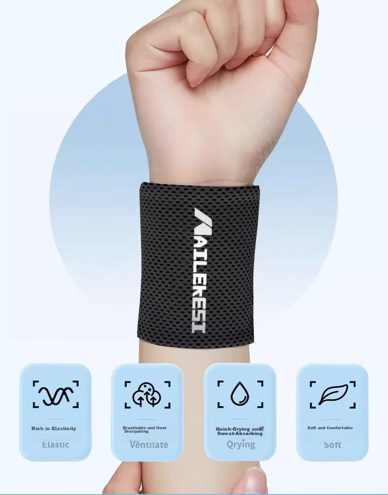 NAILEKESI N Men's Sports Sweat-Absorbing Quick-Dry Wristband Running Badminton Breathable Ice Silk Summer Thin Wrist Wraps 3