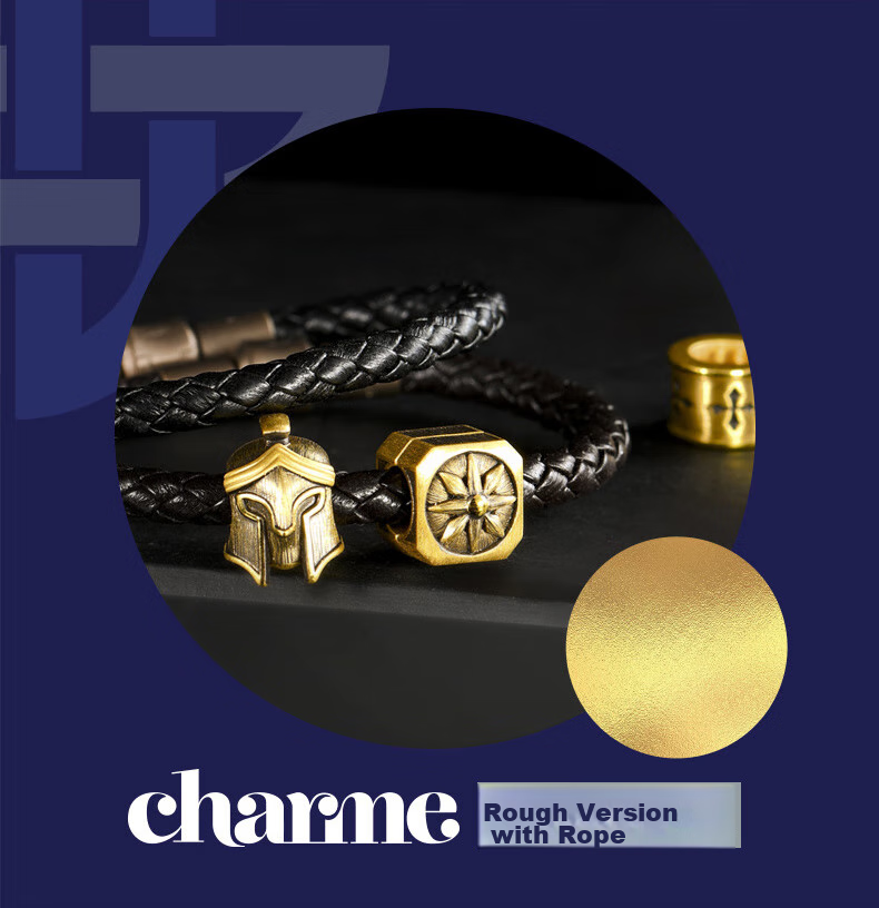 CHOW SANG SANG [Choushang] Charme Bead Bracelet with 5mm Thick Cord, Lucky Bead Leather Cord, AA19 5
