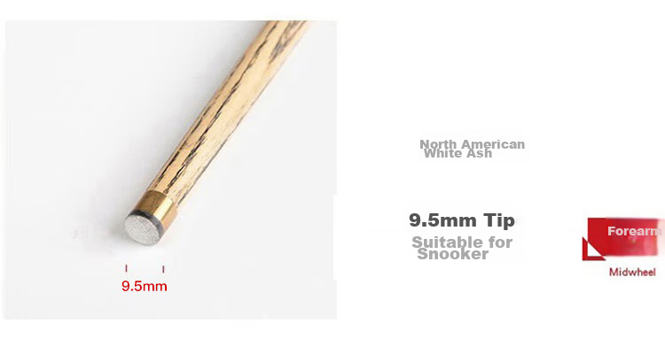 Aomi Snooker Cue, Small Tip, Black 8, Chinese Eight-Ball, Black Eight, 16-Color Medium Tip, Billiard Cue, Full-Length Cue, 9.5mm 4
