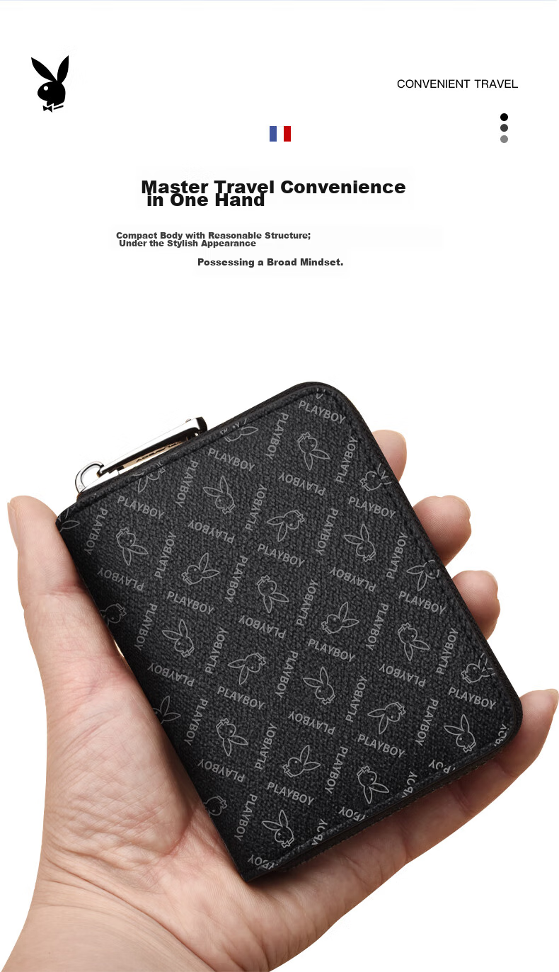 PLAYBOY Men's Multi-Card Holder Wallet, Large Capacity Zipper Card Case for Bank Cards And ID Cards, Gift for Birthday Present 4