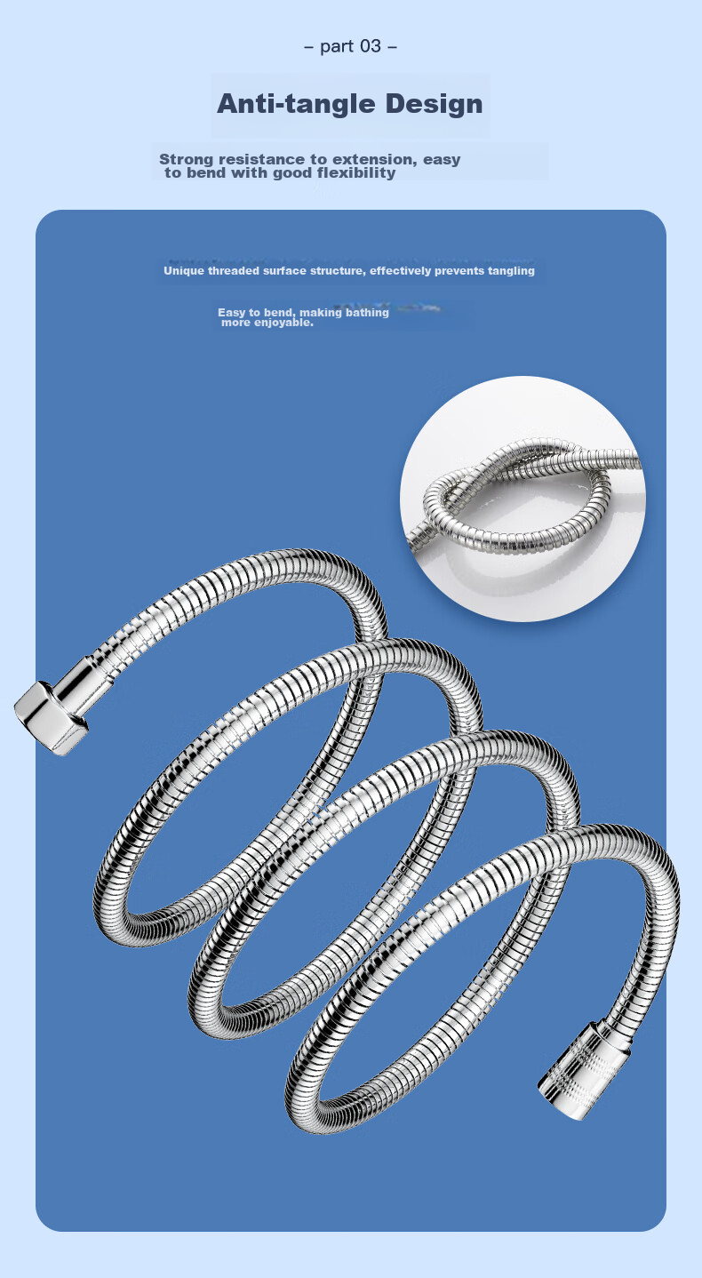 KEGOO K06044 Shower Hose, 1.5 Meters Stainless Steel, Anti-Explosion And Anti-Tangling Water Pipe for Shower Head 7