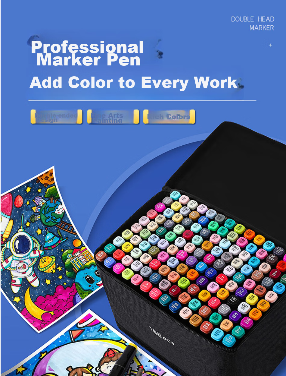 Luxueji 80-Color Dual-Tip Marker Set, Oil-Based Watercolor Pens for Elementary School Students And Children, Hand-Drawn Anime Design, Art Drawing Colored Pens, Doodle Pens, Stationery Gift, Beauty Educatio 1