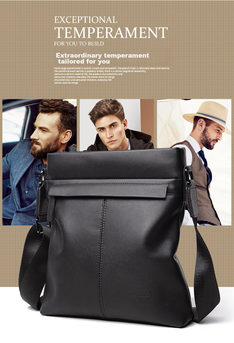 CROCODILE Genuine Leather Fashion Casual Top-Grain Cowhide Men's Business Shoulder Crossbody Bag T2423, Gift for Boyfriend 5
